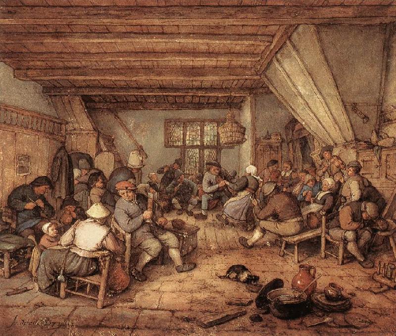 OSTADE, Adriaen Jansz. van Feasting Peasants in a Tavern ag Germany oil painting art